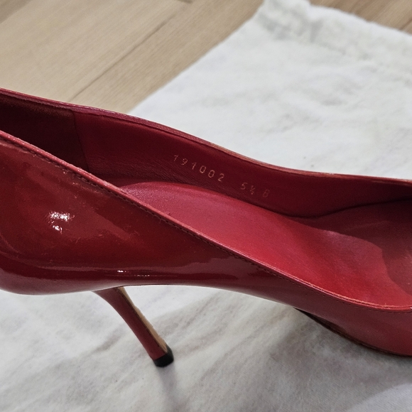 Authentic Gucci Red Patent Leather Peep Toe Pumps 5.5 B - Picture 11 of 16